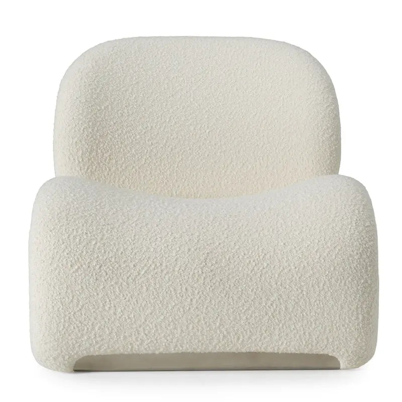 Modern White Fabric Accent Chair with Chrome Base & Curved Backrest – 31"W x 29"H