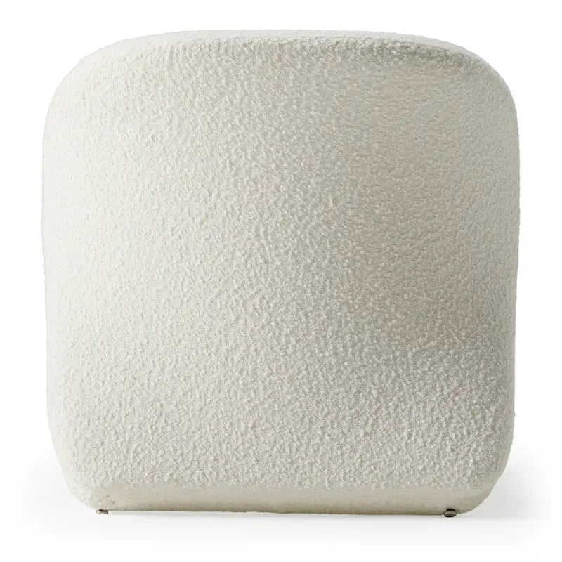 Modern White Fabric Accent Chair with Chrome Base & Curved Backrest – 31"W x 29"H