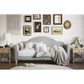 Upholstered Twin Daybed with Rolled Arms & Turned Legs – Polyester Fabric, Available in Grey, Beige & Black