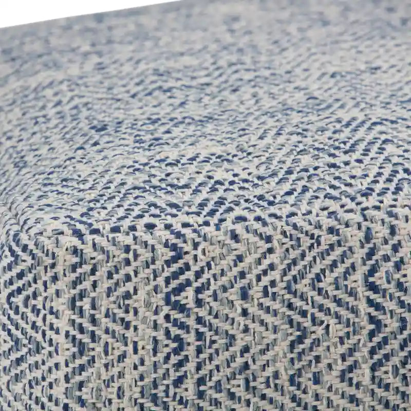 Square Woven Herringbone Pouf Ottoman – Light Blue-Grey, Soft Knit Texture, Living Room Footstool