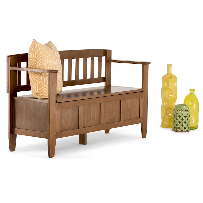 48" Solid Wood Entryway Storage Bench with Flip-Up Lid & Dual Compartments – 6 Colors