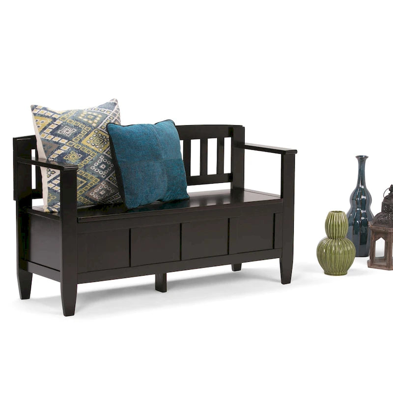 48" Solid Wood Entryway Storage Bench with Flip-Up Lid & Dual Compartments – 6 Colors
