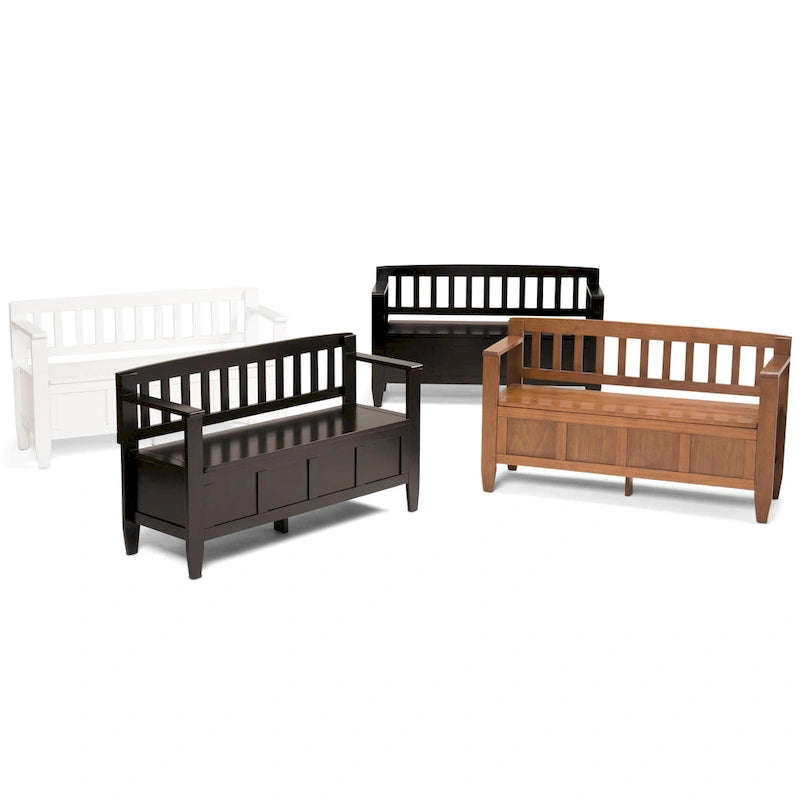 48" Solid Wood Entryway Storage Bench with Flip-Up Lid & Dual Compartments – 6 Colors