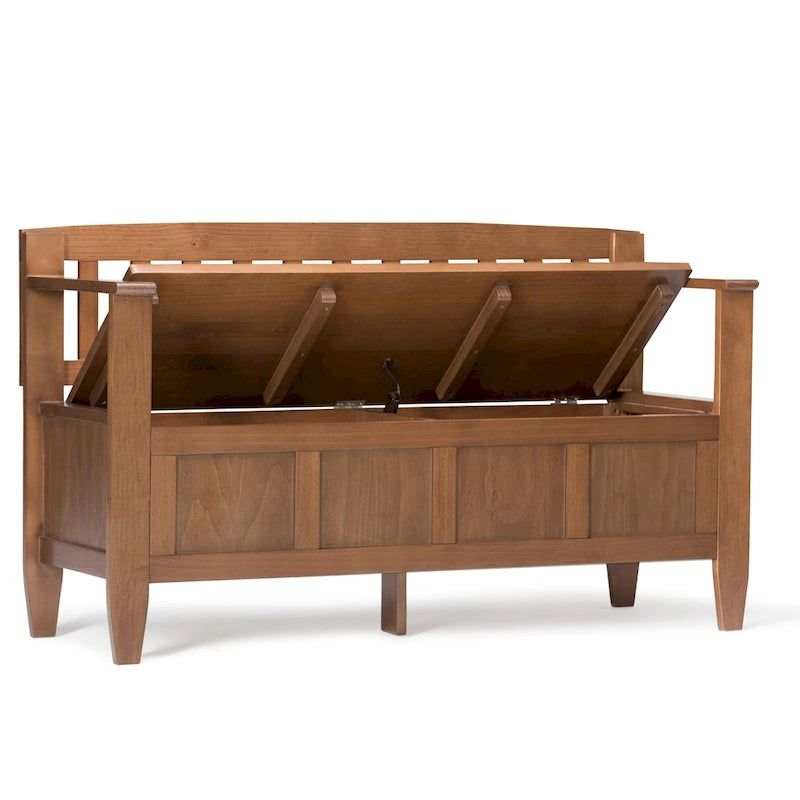 48" Solid Wood Entryway Storage Bench with Flip-Up Lid & Dual Compartments – 6 Colors