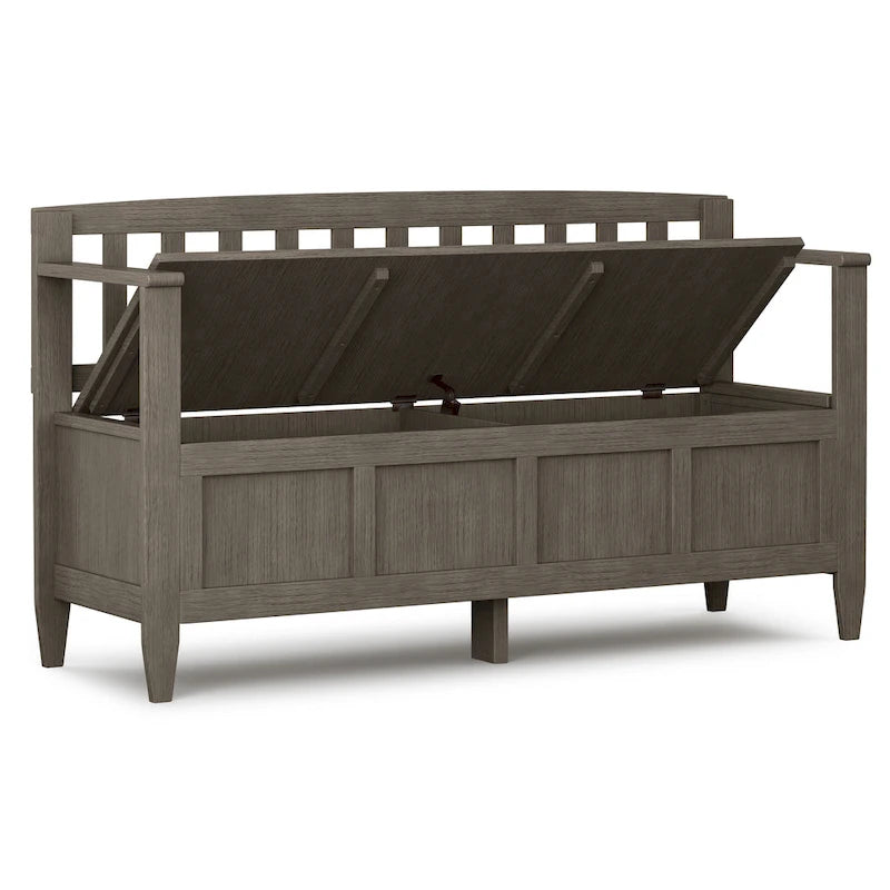 48" Solid Wood Entryway Storage Bench with Flip-Up Lid & Dual Compartments – 6 Colors
