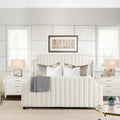 King Panel Bed Frame with Channel Tufted Winged Headboard – 900 lb Capacity, 2 Colors