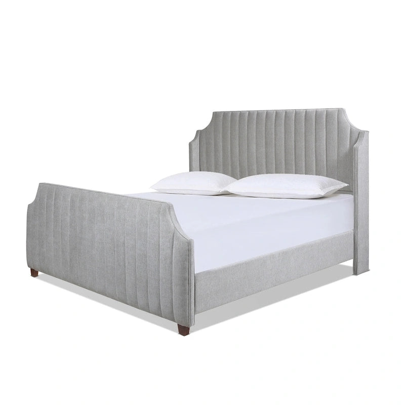 King Panel Bed Frame with Channel Tufted Winged Headboard – 900 lb Capacity, 2 Colors