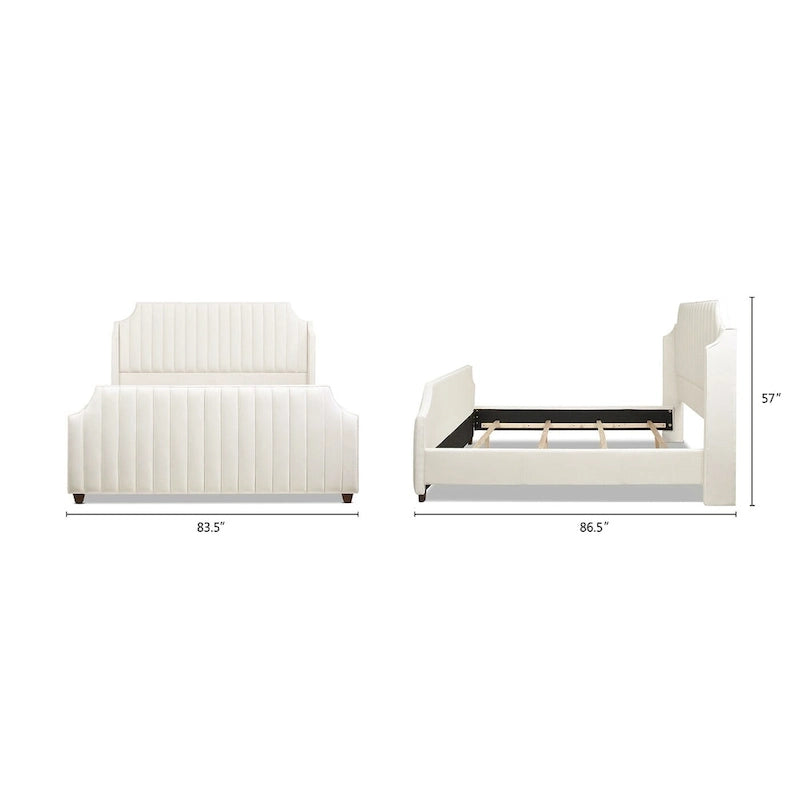 King Panel Bed Frame with Channel Tufted Winged Headboard – 900 lb Capacity, 2 Colors