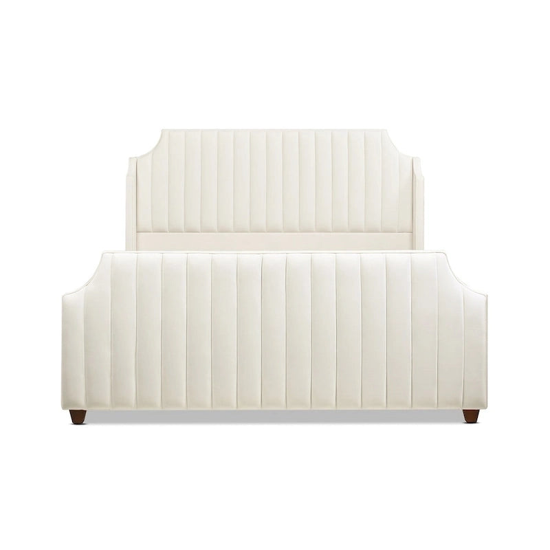 King Panel Bed Frame with Channel Tufted Winged Headboard – 900 lb Capacity, 2 Colors