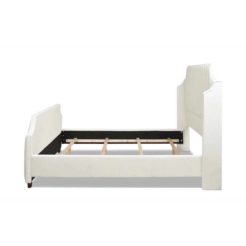 King Panel Bed Frame with Channel Tufted Winged Headboard – 900 lb Capacity, 2 Colors