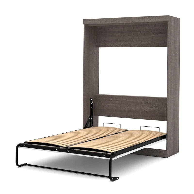 Full Size Murphy Wall Bed with Storage Cabinet – White, Space-Saving Guest Room Solution