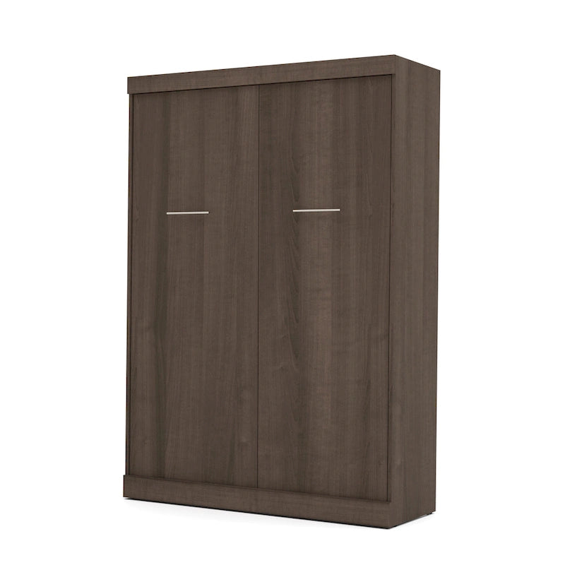 Full Size Murphy Wall Bed with Storage Cabinet – White, Space-Saving Guest Room Solution