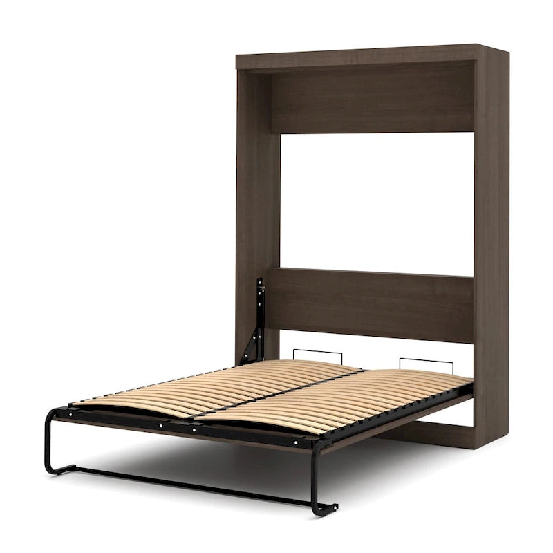 Full Size Murphy Wall Bed with Storage Cabinet – White, Space-Saving Guest Room Solution