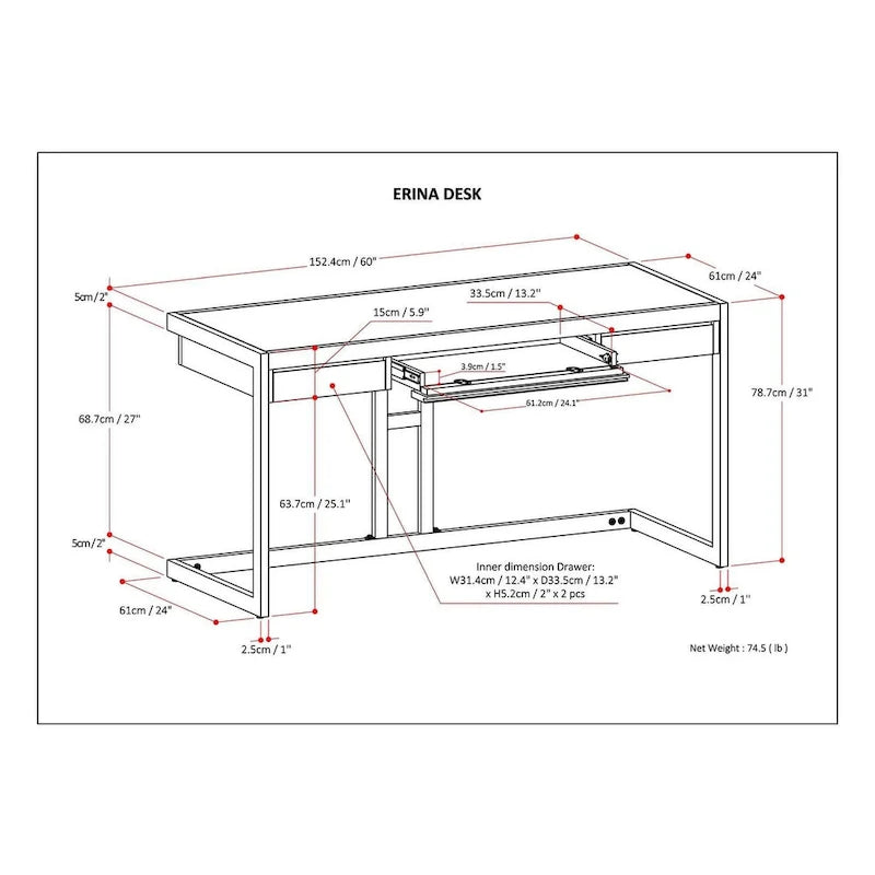 Solid Acacia Wood Industrial Office Desk – Natural Live-Edge Style, Metal Frame, Home & Office Use