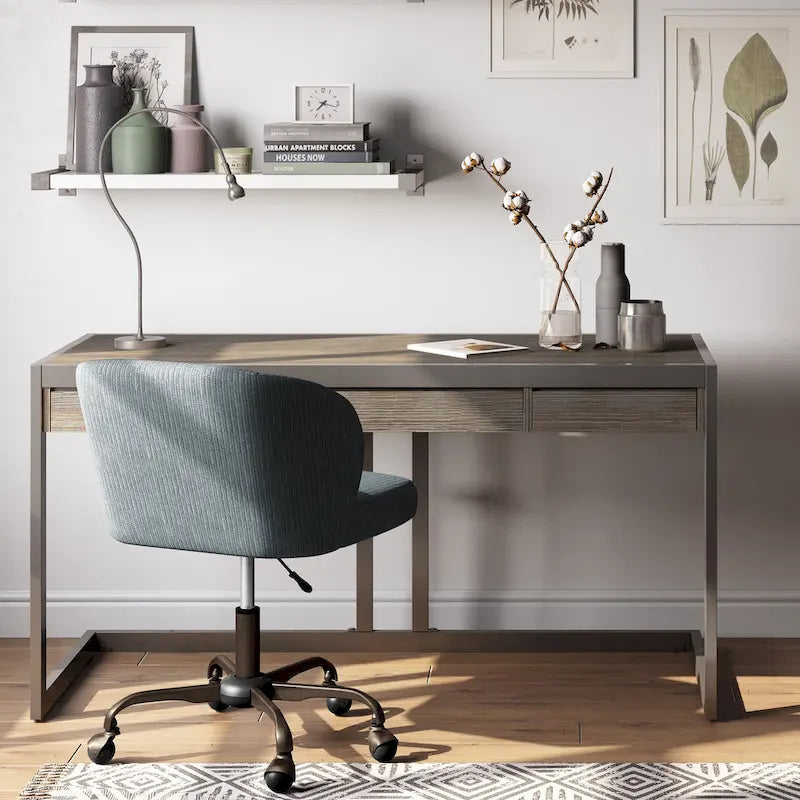 Solid Acacia Wood Industrial Office Desk – Natural Live-Edge Style, Metal Frame, Home & Office Use