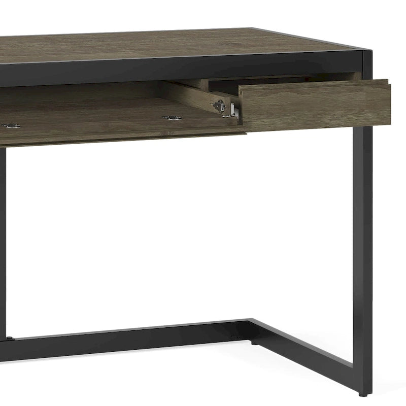 Solid Acacia Wood Industrial Office Desk – Natural Live-Edge Style, Metal Frame, Home & Office Use