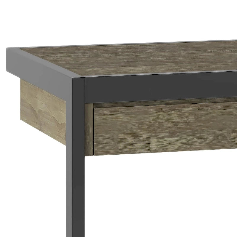 Solid Acacia Wood Industrial Office Desk – Natural Live-Edge Style, Metal Frame, Home & Office Use