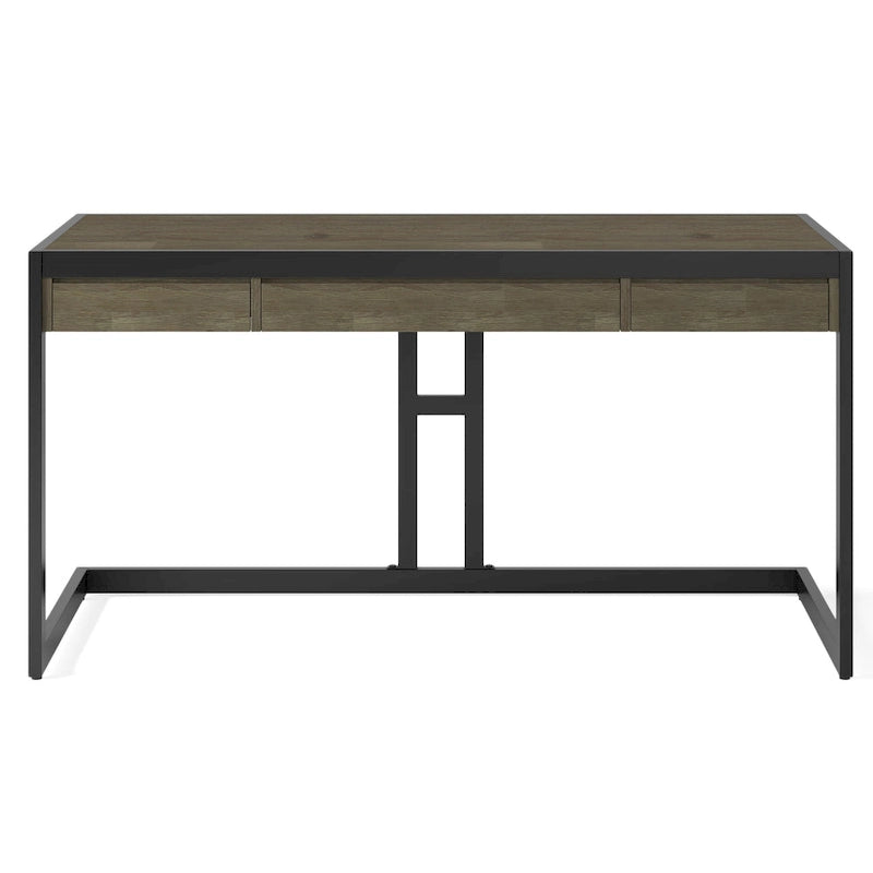 Solid Acacia Wood Industrial Office Desk – Natural Live-Edge Style, Metal Frame, Home & Office Use