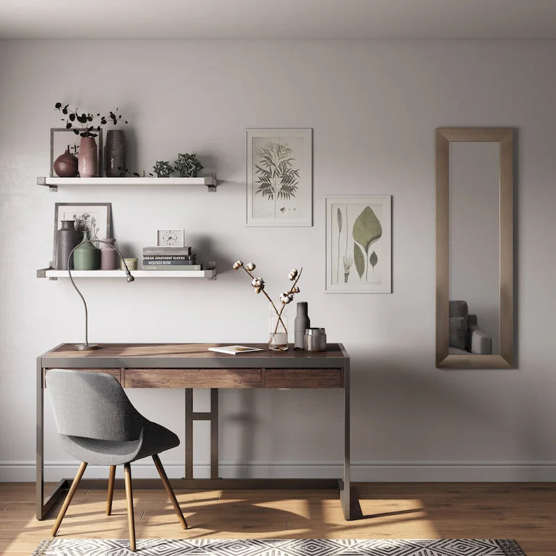 Solid Acacia Wood Industrial Office Desk – Natural Live-Edge Style, Metal Frame, Home & Office Use