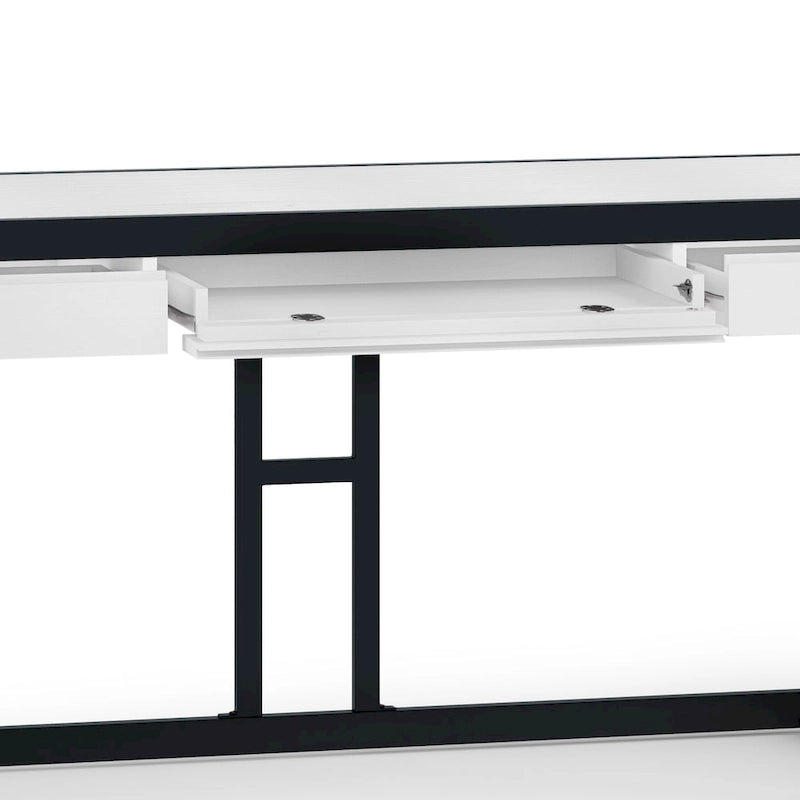 Solid Acacia Wood Industrial Office Desk – Natural Live-Edge Style, Metal Frame, Home & Office Use