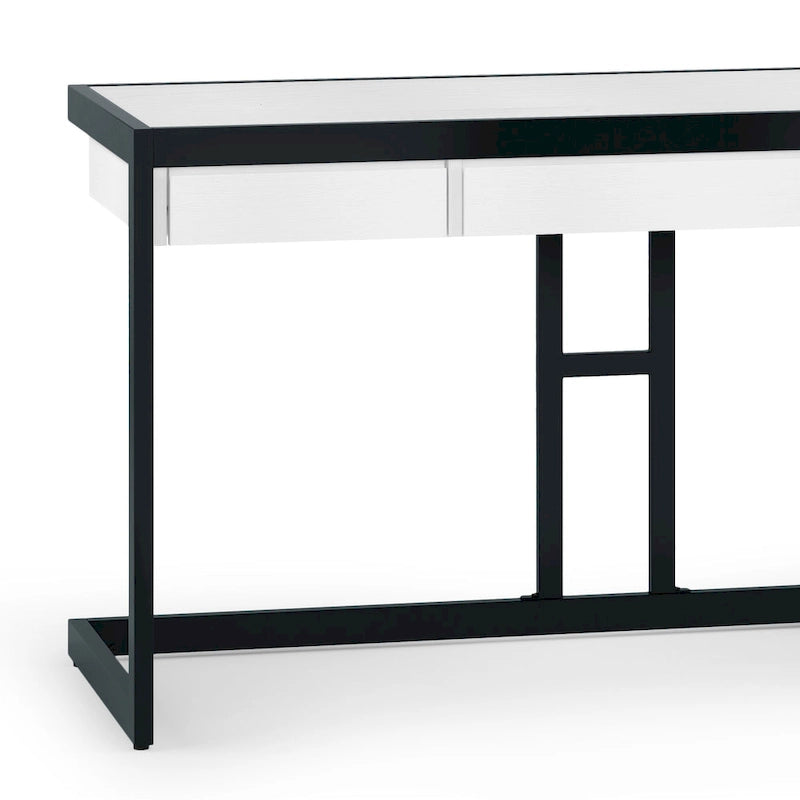 Solid Acacia Wood Industrial Office Desk – Natural Live-Edge Style, Metal Frame, Home & Office Use