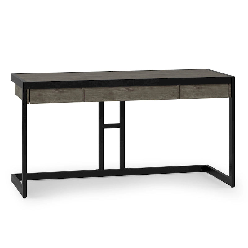Solid Acacia Wood Industrial Office Desk – Natural Live-Edge Style, Metal Frame, Home & Office Use