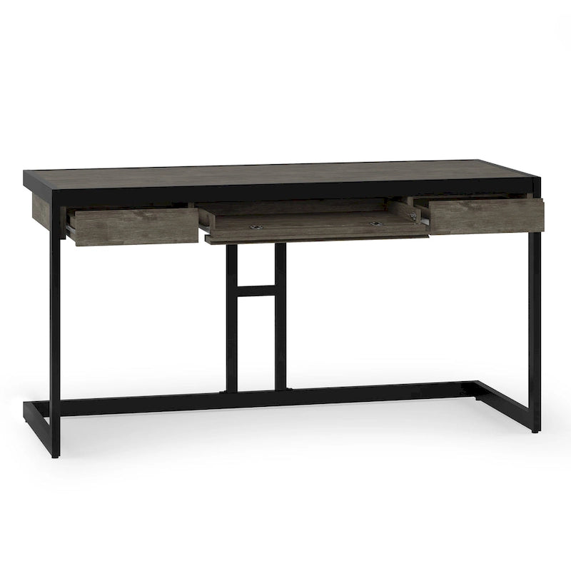 Solid Acacia Wood Industrial Office Desk – Natural Live-Edge Style, Metal Frame, Home & Office Use