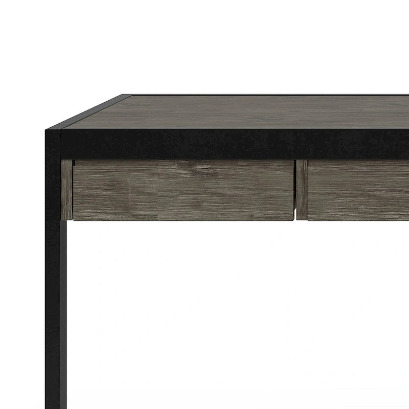 Solid Acacia Wood Industrial Office Desk – Natural Live-Edge Style, Metal Frame, Home & Office Use