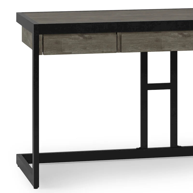 Solid Acacia Wood Industrial Office Desk – Natural Live-Edge Style, Metal Frame, Home & Office Use