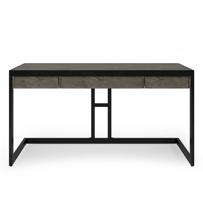 Solid Acacia Wood Industrial Office Desk – Natural Live-Edge Style, Metal Frame, Home & Office Use