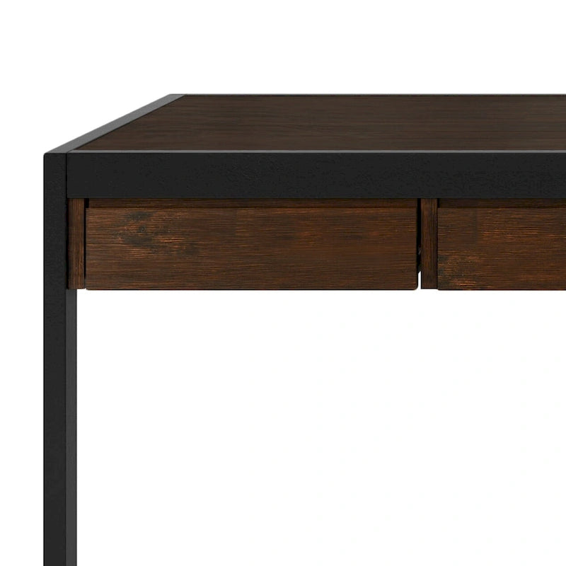 Solid Acacia Wood Industrial Office Desk – Natural Live-Edge Style, Metal Frame, Home & Office Use