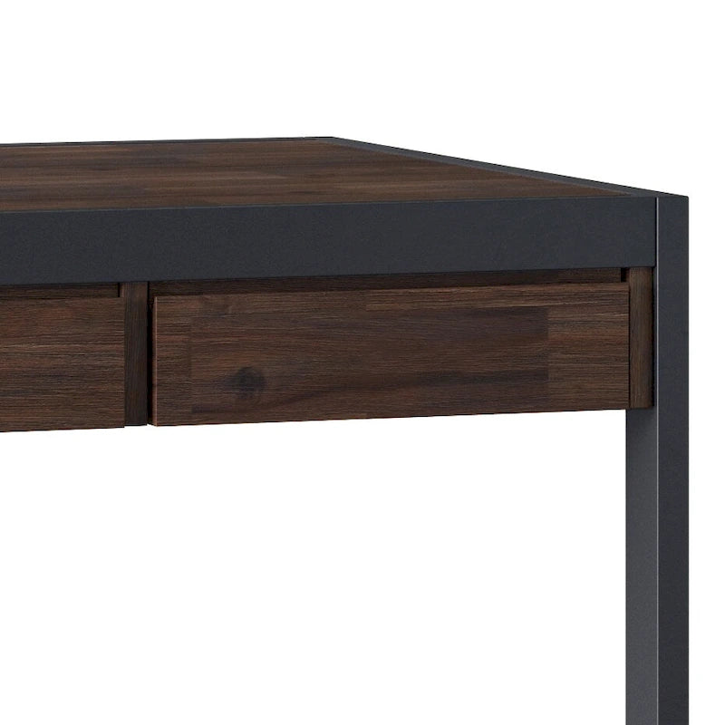 Solid Acacia Wood Industrial Office Desk – Natural Live-Edge Style, Metal Frame, Home & Office Use