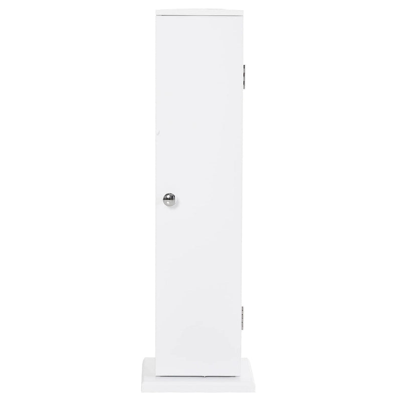Slim Bathroom Floor Storage Cabinet with Door & Open Shelves – White, Space-Saving Vertical Design