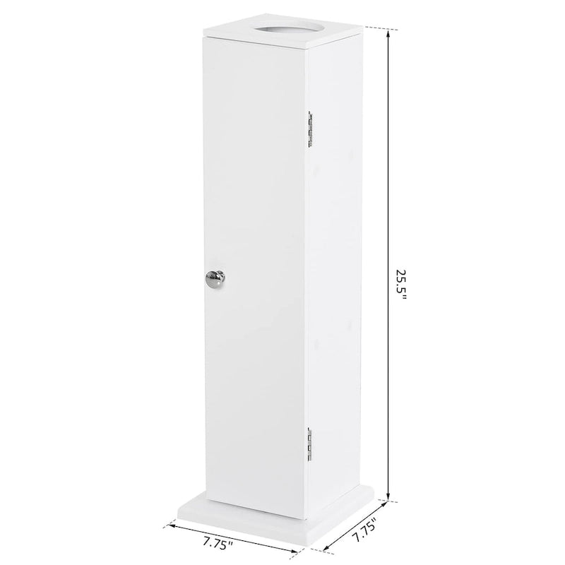 Slim Bathroom Floor Storage Cabinet with Door & Open Shelves – White, Space-Saving Vertical Design