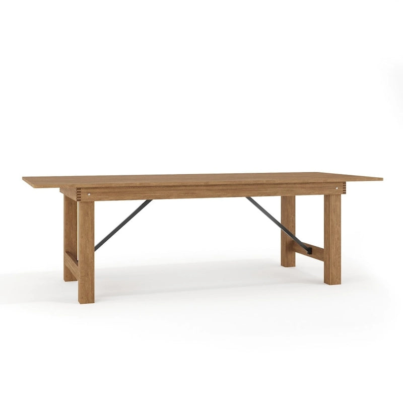 8ft Solid Pine Folding Farmhouse Dining Table – 96"x40", 4 Finishes, Indoor & Outdoor Use