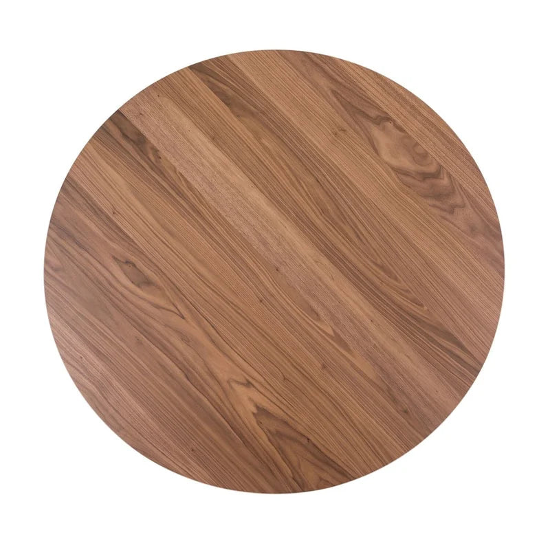 Round Pedestal Dining Table in Satin Walnut – 47.25" Diameter, Rubberwood & Walnut Veneer, Mid-Century