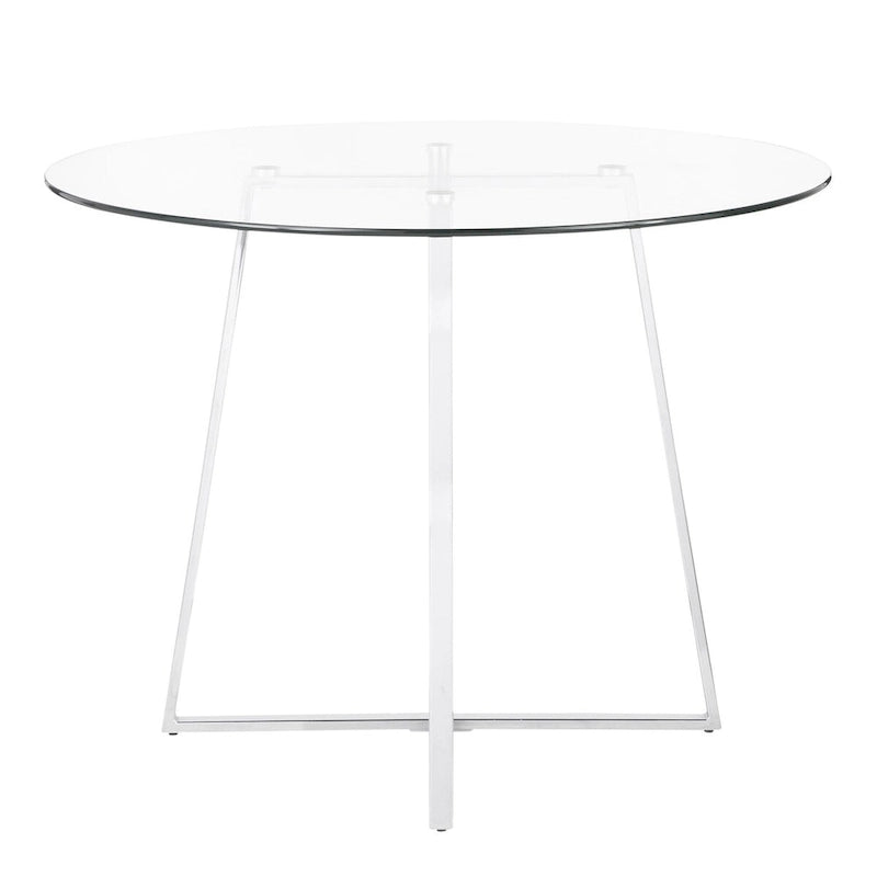 Round Tempered Glass Dining Table with Chrome Legs – 39.5" Diameter, Seats 4