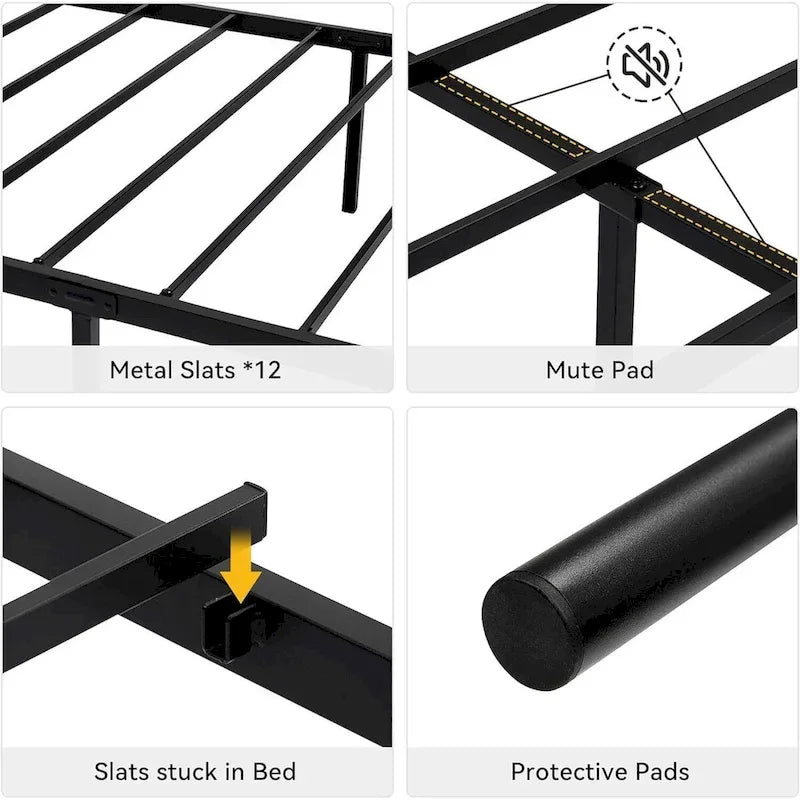 Upholstered Bed Frame with Vintage Pattern Headboard & Footboard – 800 lb Capacity, Multiple Sizes