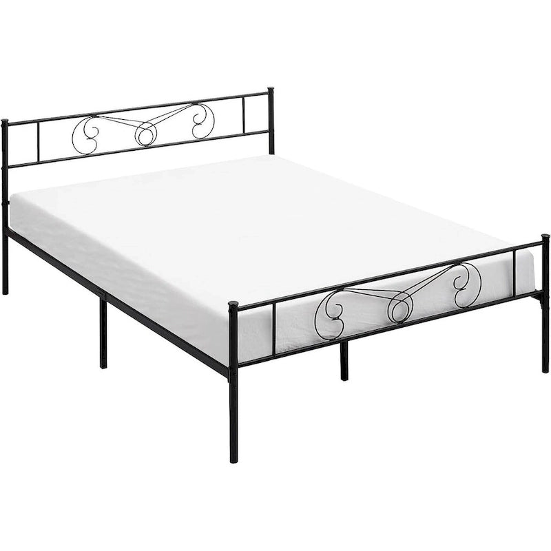 Upholstered Bed Frame with Vintage Pattern Headboard & Footboard – 800 lb Capacity, Multiple Sizes