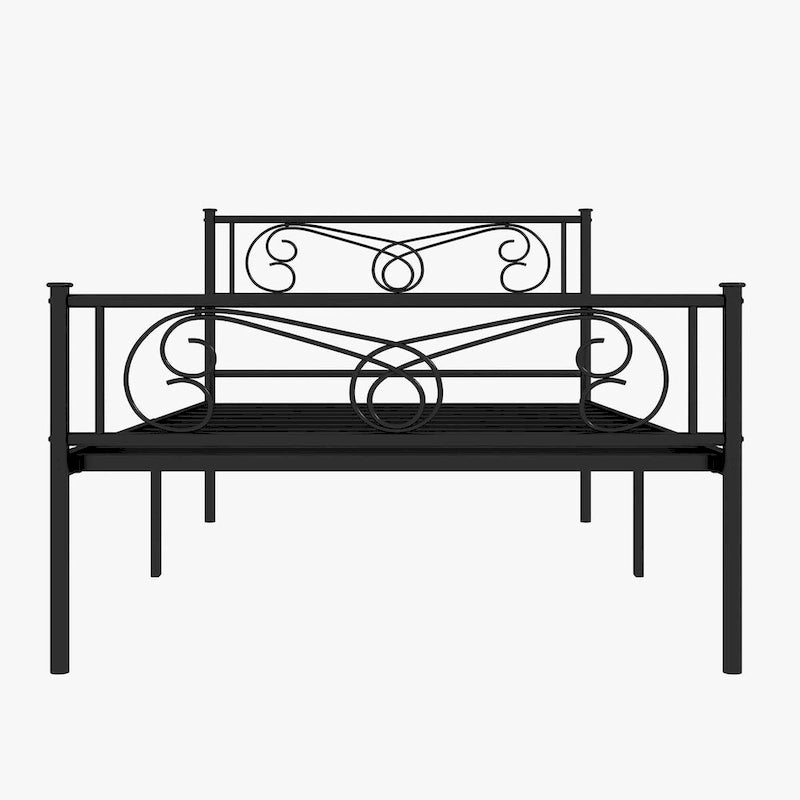Upholstered Bed Frame with Vintage Pattern Headboard & Footboard – 800 lb Capacity, Multiple Sizes