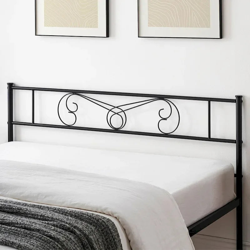 Upholstered Bed Frame with Vintage Pattern Headboard & Footboard – 800 lb Capacity, Multiple Sizes