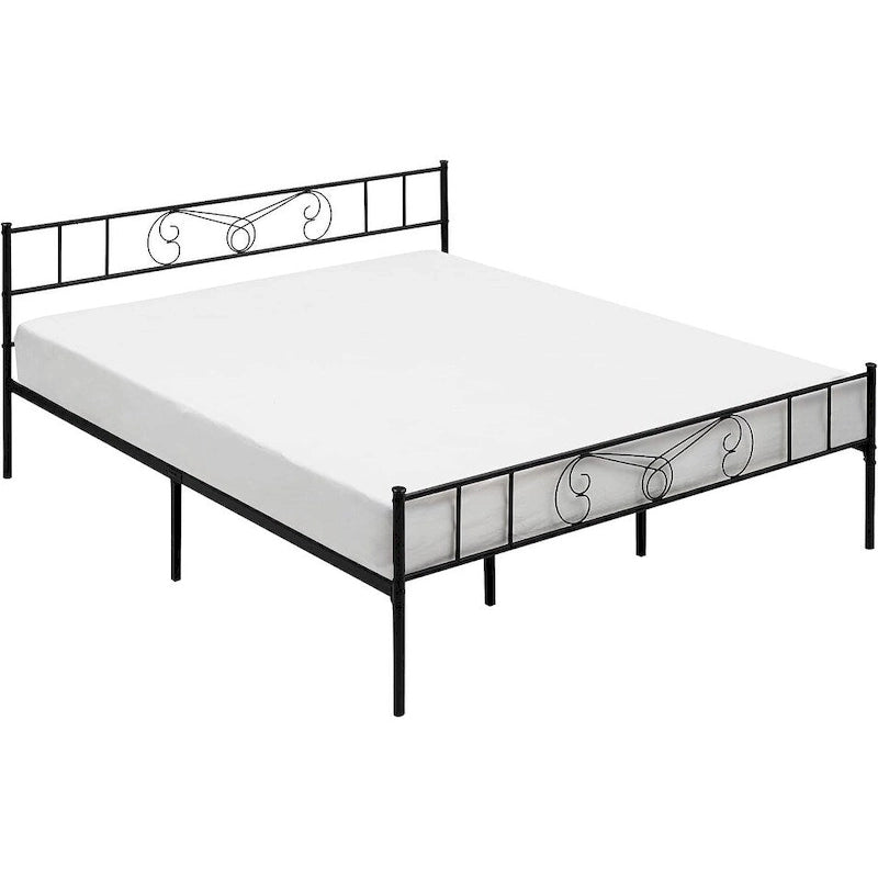 Upholstered Bed Frame with Vintage Pattern Headboard & Footboard – 800 lb Capacity, Multiple Sizes