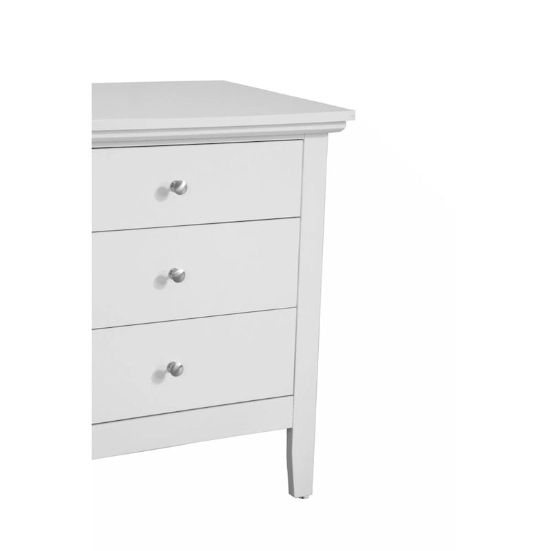 3-Drawer Nightstand in White – Real Wood Veneer, Dovetail Drawers, Metal Hardware, Fully Assembled