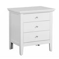 3-Drawer Nightstand in White – Real Wood Veneer, Dovetail Drawers, Metal Hardware, Fully Assembled
