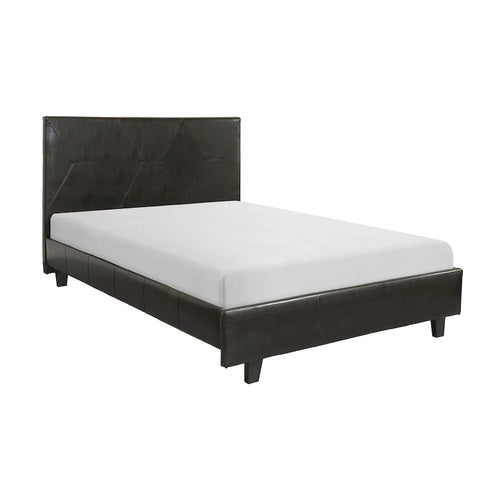 California King Platform Bed in Brown Faux Leather – Solid Wood Frame, Low-Profile Design