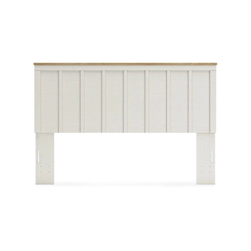 Farmhouse Panel Headboard – White & Natural Wood Two-Tone, Shiplap-Style Panels
