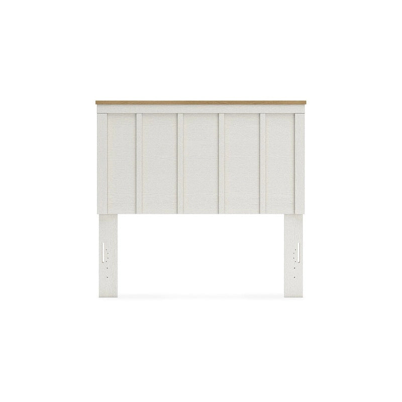 Farmhouse Panel Headboard – White & Natural Wood Two-Tone, Shiplap-Style Panels