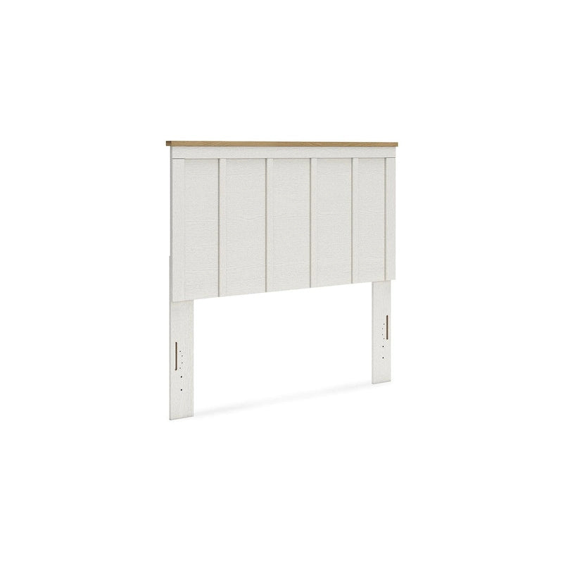 Farmhouse Panel Headboard – White & Natural Wood Two-Tone, Shiplap-Style Panels