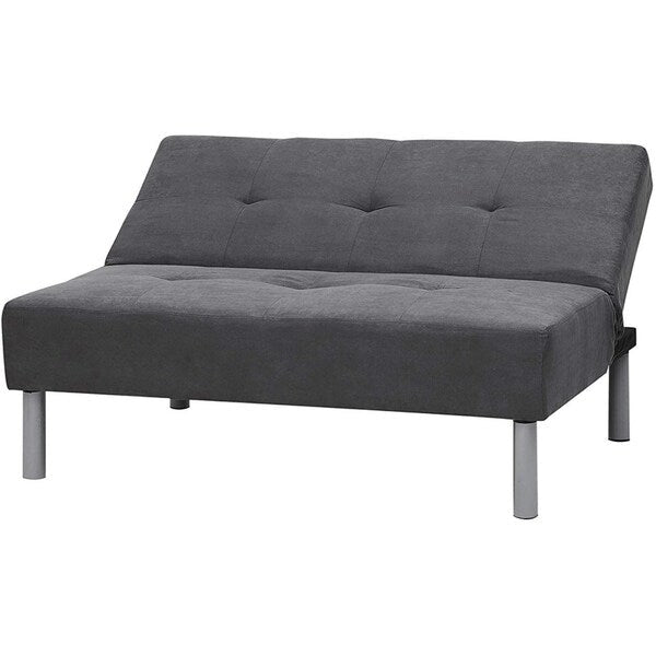 Mini Futon Sofa Bed with Steel Frame – Compact Dorm & Small Space Sleeper, Grey