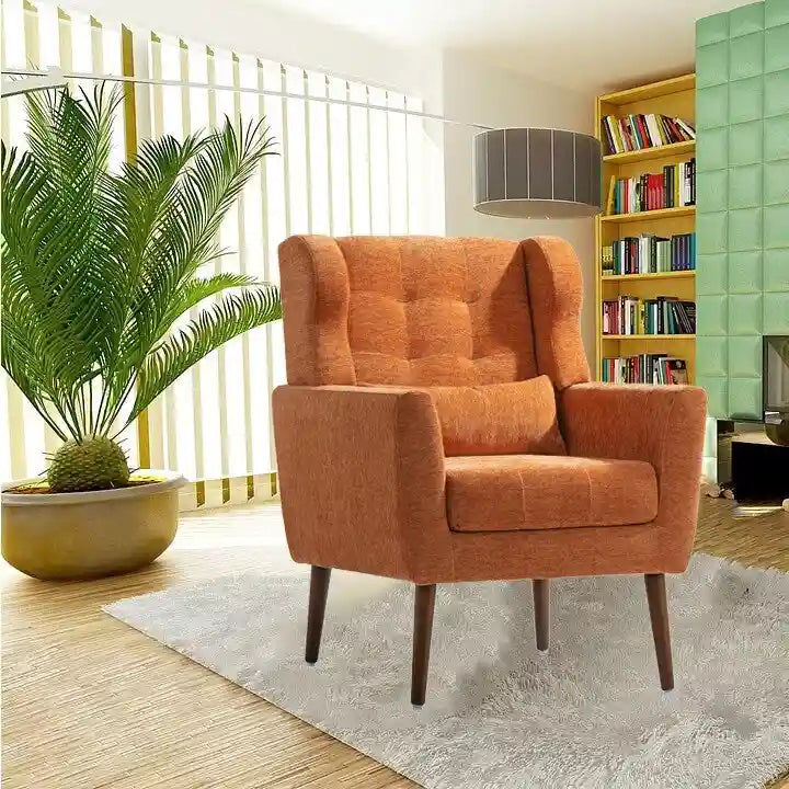 Chenille Accent Chair for Living Room – Ergonomic Armchair with Wood Legs, 275 lb Capacity, 7 Colors